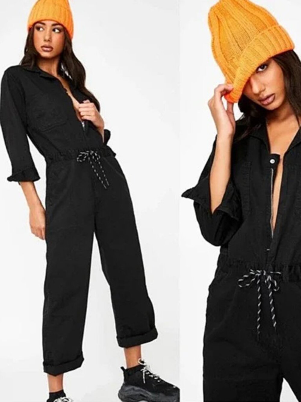 NWT $128 Levi's Luella Black Utility Straight Zip-Up Denim Jumpsuit M